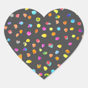 Sticker Cœur Pois aquarelle boho pop art