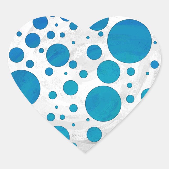 Sticker Cœur Pois bleu océan (Devant)