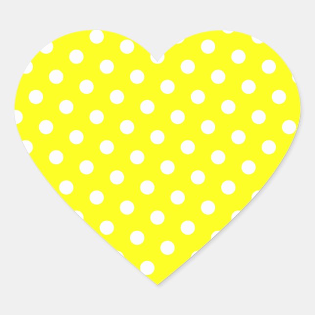 Sticker Cœur Pois jaunes et blancs (Devant)
