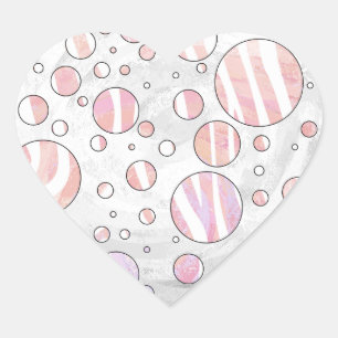 Sticker Cœur Pois rose et blanc Zebra