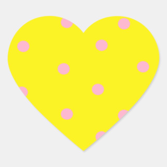 Sticker Cœur Pois roses sur jaune (Devant)