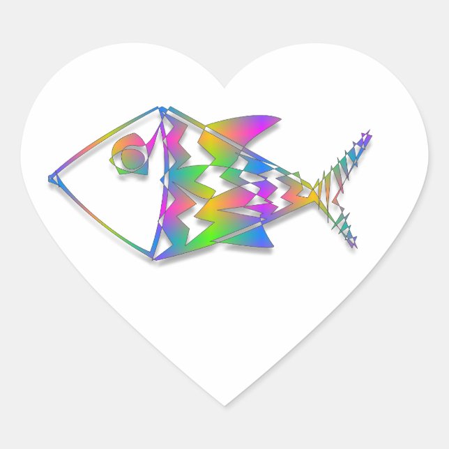 Sticker Cœur Poisson Abstrait (Devant)
