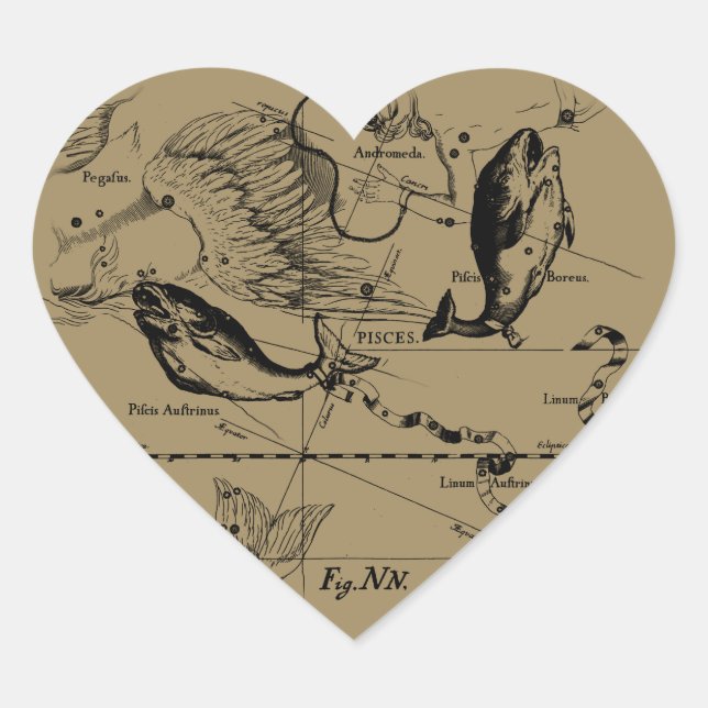 Sticker Cœur Poissons Constellation Hevelius 1690 Décor (Devant)