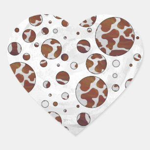 Sticker Cœur Polka Dot Vache Brown et blanche
