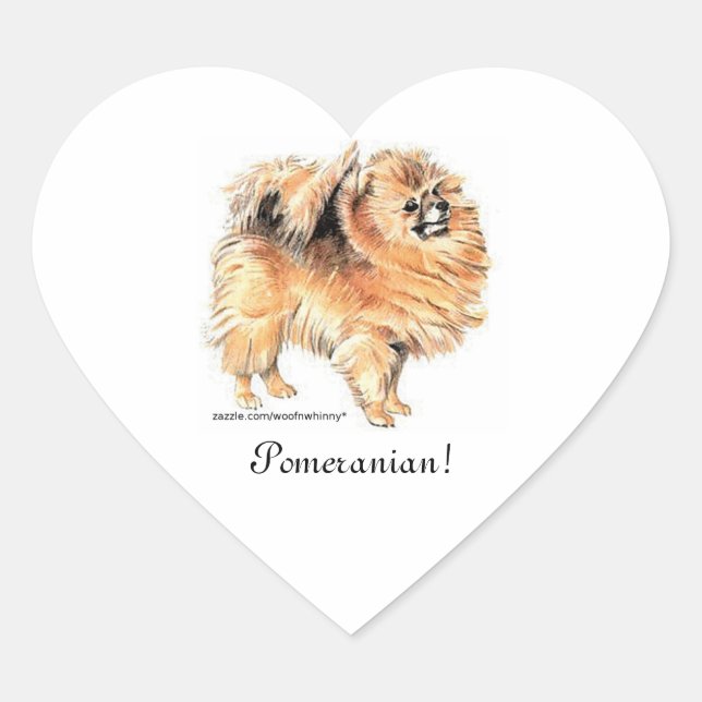 Sticker Cœur Poméranien ! (Devant)
