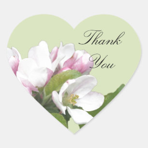 Sticker Cœur Pommes fleurs merci autocollant.
