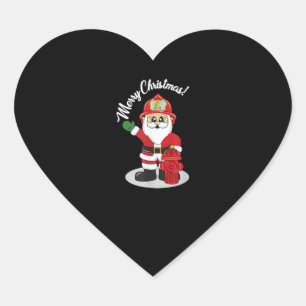 Sticker Cœur Pompier de Noël Père Noël Winter