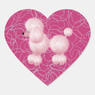 Sticker Cœur Poodle rose