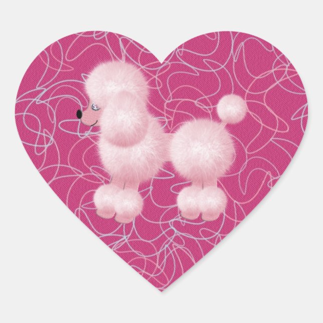 Sticker Cœur Poodle rose (Devant)
