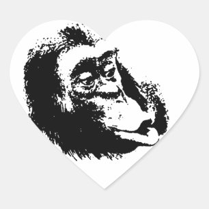 Sticker Cœur Pop Art drôle Chimpanzé