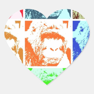 Sticker Cœur Pop Art Gorillas