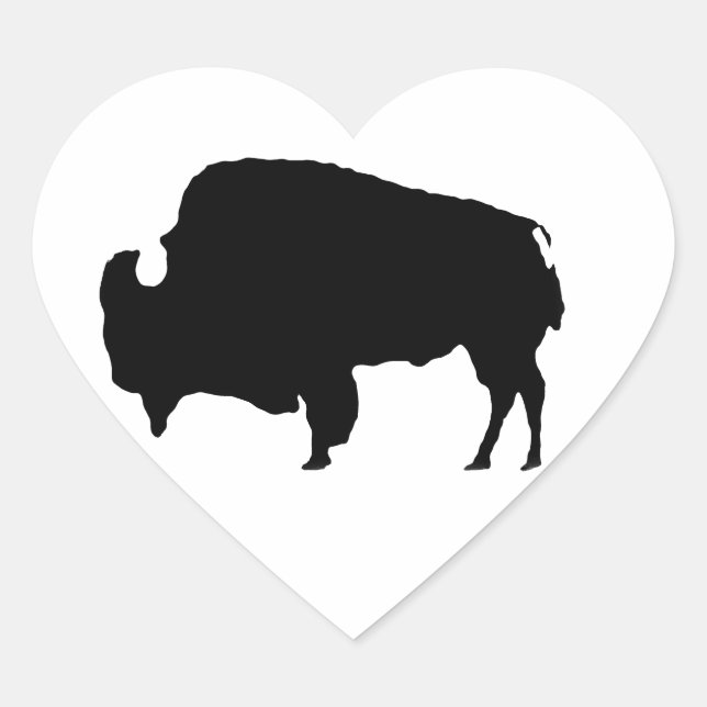 Sticker Cœur Pop Art noir et blanc Buffalo Silhouette (Devant)