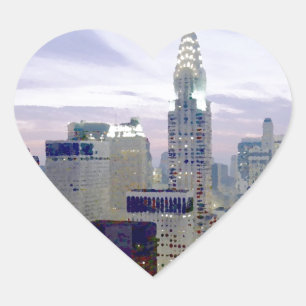 Sticker Cœur Pop Art Oil Paint Effet New York
