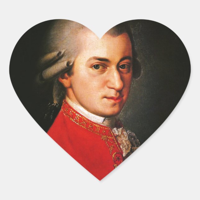 Sticker Cœur Portrait de Wolfgang Amadeus Mozart (Devant)
