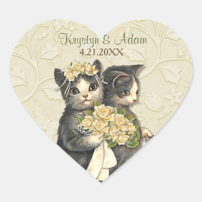 Sticker Cœur Posh Chats Mariage Ivory (Devant)