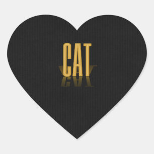 Sticker Cœur Poster Retro Personnalisé Cat Gold