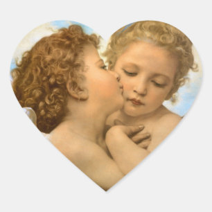 Sticker Cœur Premier Baiser (détail d'ange) par Bouguereau