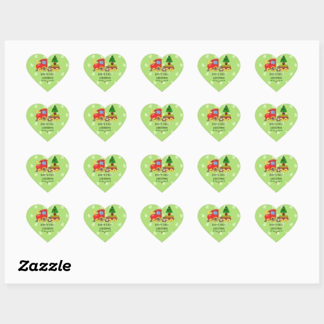 Sticker Cœur Premier Noël du bébé (Feuille)