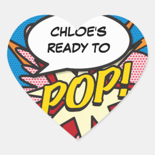 Sticker Cœur Prêt à POP Baby Shower Moderne Amusant