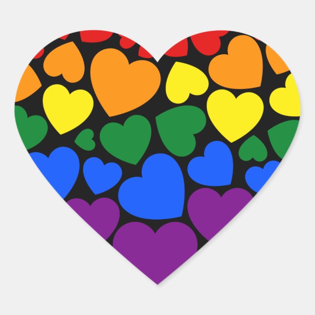 Sticker Cœur Pride- gay arc-en-ciel coeur de l'amour (Devant)