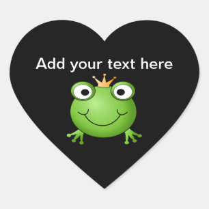 Sticker Cœur Prince des grenouilles. Grenouille souriante avec 