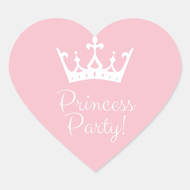 Sticker Cœur Princess Party Girly rose et blanc (Devant)