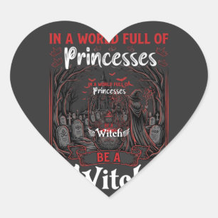 Sticker Cœur Princesses Sorcière Halloween Château Chaudron Tom