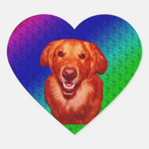 Sticker Cœur Profil avant Red Golden Retriever