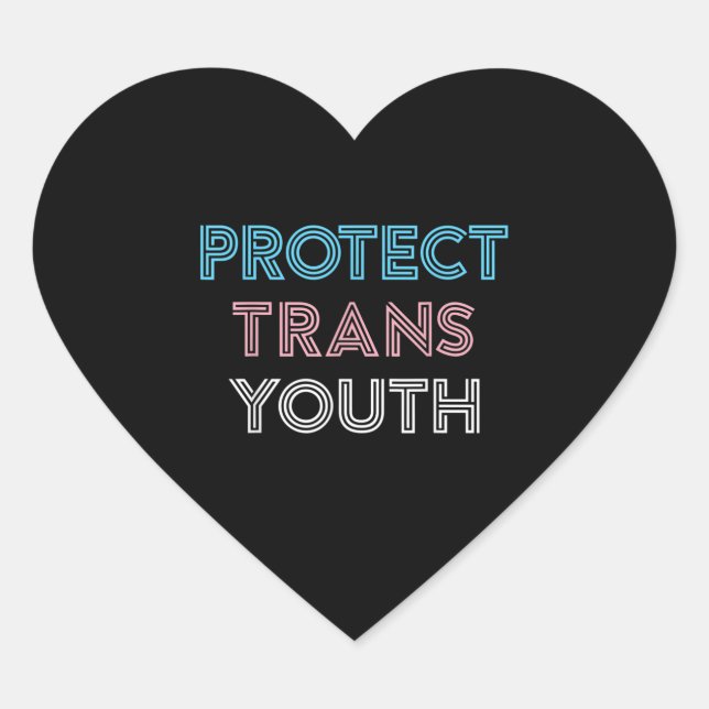 Sticker Cœur Protéger les jeunes transgenres LGBT Pride (Devant)