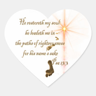 Sticker Cœur Psa 23.3 The Lord is my shepard