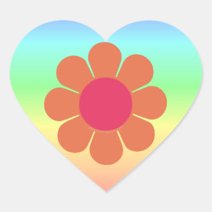 Sticker Cœur Puissance des fleurs des années 70