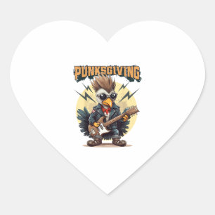 Sticker Cœur Punksgiving - Drôle Thanksgiving Turkey Punk Rock