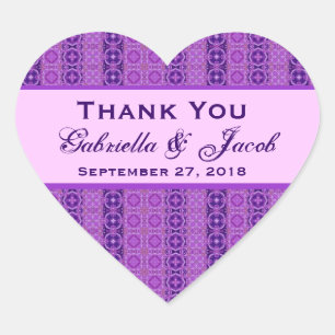 Sticker Cœur Purple Stripes Merci Coeur Mariage B458A
