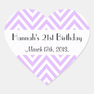 Sticker Cœur Purple Zigzag, Purple Chevron, Anniversaire