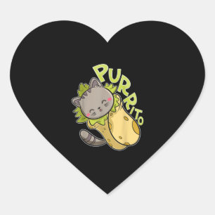 Sticker Cœur Purrito T Funny Chat Pun Burrito Taco