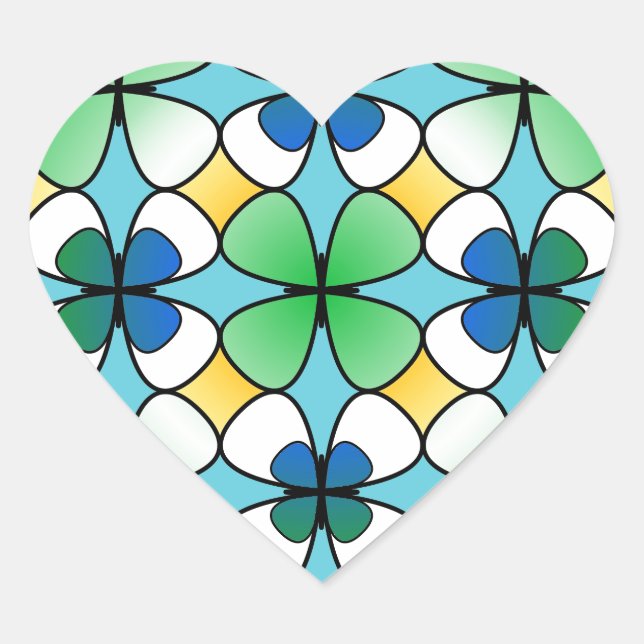 Sticker Cœur Quatre feuilles Clover Double à l'intérieur bleu v (Devant)