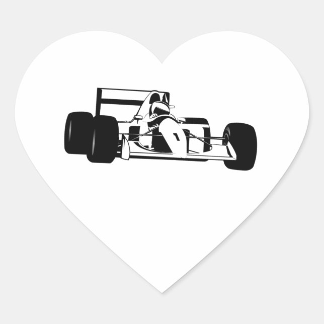 Sticker Cœur Race Car Silhouette noir et blanc (Devant)