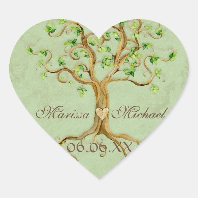 Sticker Cœur Racines de l'arbre à spirales - Mariage de jonctio (Devant)