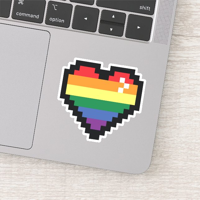 Sticker Coeur Rainbow Pixel (Détail)