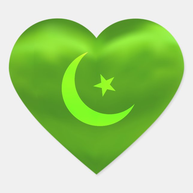 Sticker Cœur Ramadan Lune Vert Silky Satin (Devant)