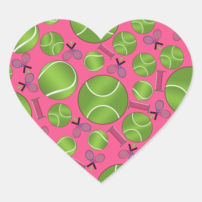 Sticker Cœur Raquettes de tennis roses et filets (Devant)
