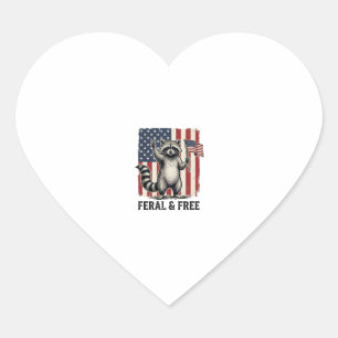 Sticker Cœur Raton laveur patriotique sauvage et libre Chemise 