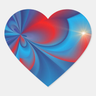 Sticker Cœur Rayons bleus-rouges