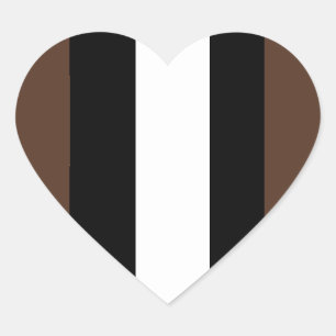 Sticker Cœur rayures Brown, noir et blanc