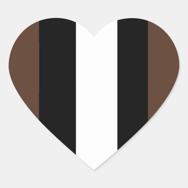 Sticker Cœur rayures Brown, noir et blanc (Devant)
