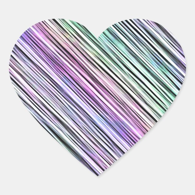 Sticker Cœur rayures de dégradé arc-en-ciel : (Devant)
