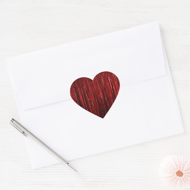 Sticker Cœur Rayures de guirlande rouge chic (Enveloppe)
