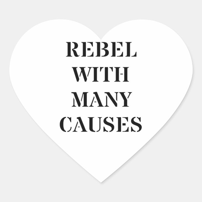 Sticker Cœur Rebel avec de nombreuses causes (Devant)