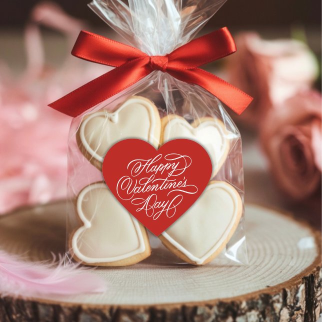 Sticker Cœur Red Happy Valentines Day Calligraphy  (Créateur téléchargé)