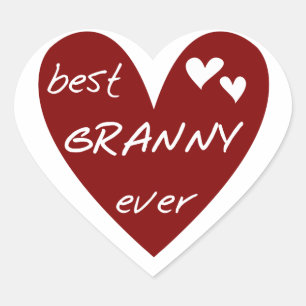 Sticker Cœur Red Heart Best Granny Ever Tshirts et cadeaux